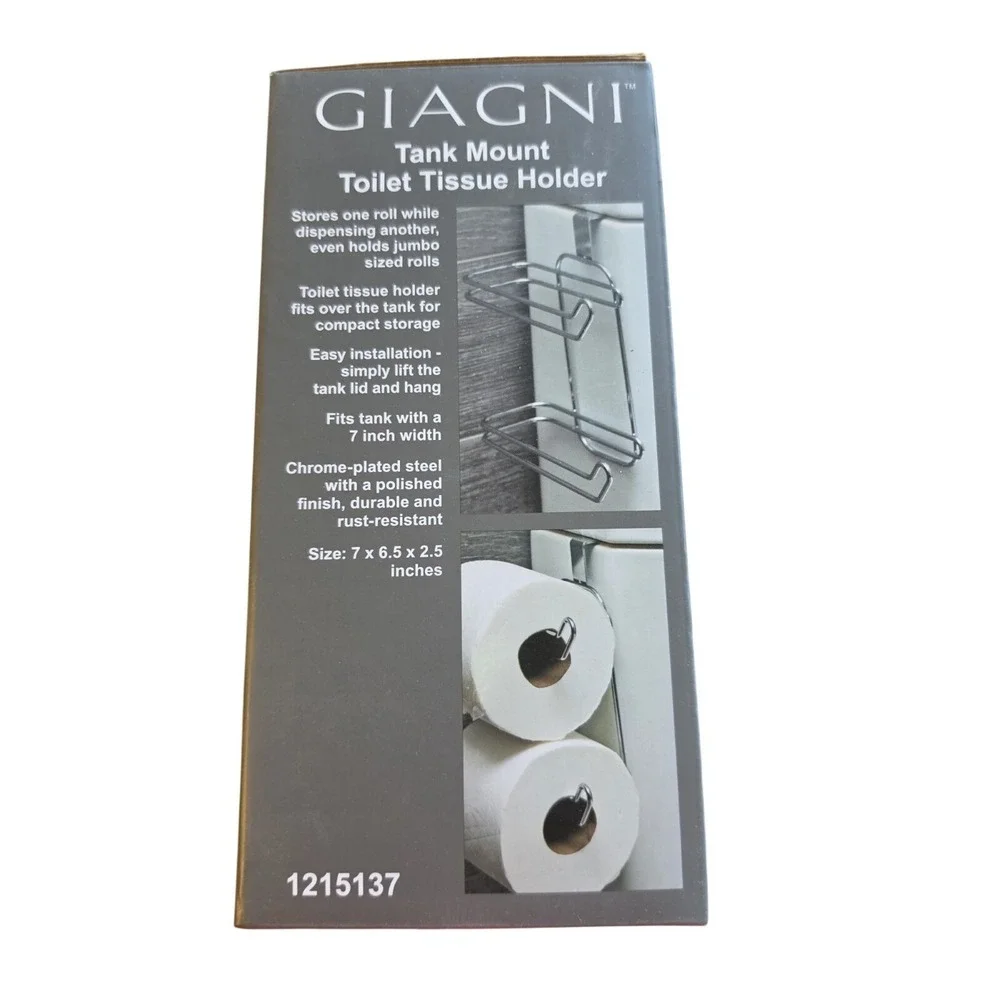 Giagni Tank‎ Mount Toilet Tissue Holder Polished Chrome Finish 1215137 NEW